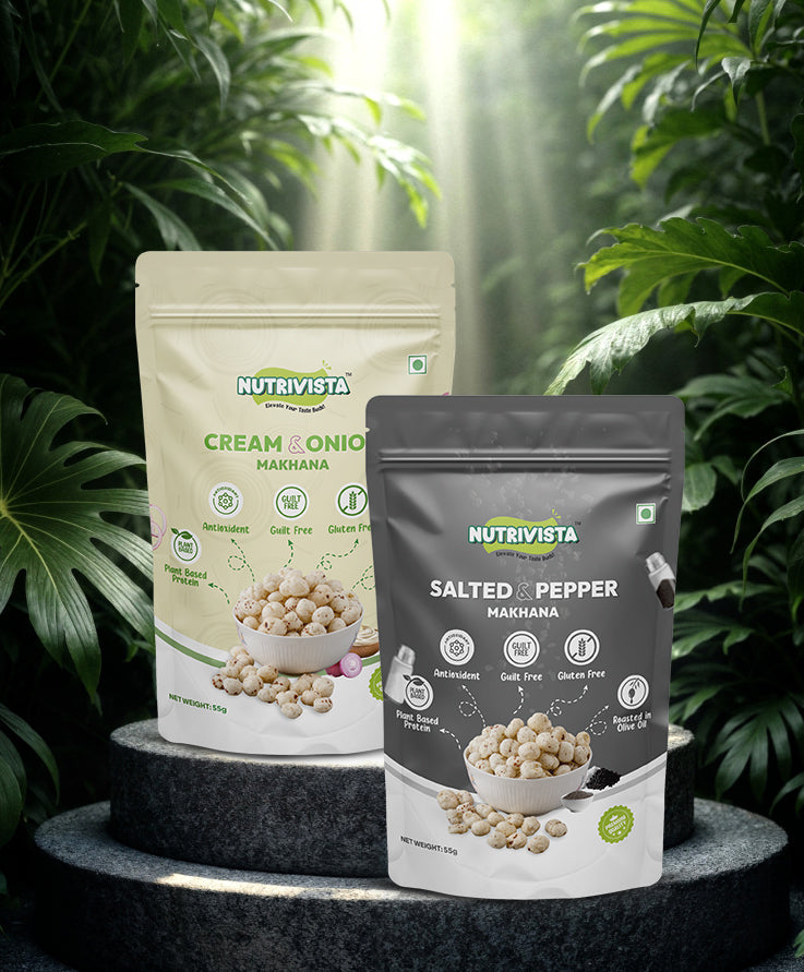 Cream & Onion Makhana and Salted & Pepper Makhana 55gm each, Pack of 2 image 0