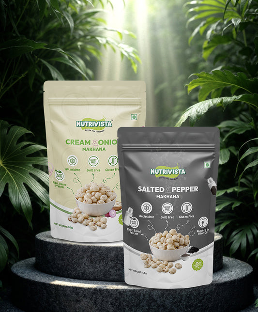 Cream & Onion Makhana and Salted & Pepper Makhana 55gm each, Pack of 2 image 0